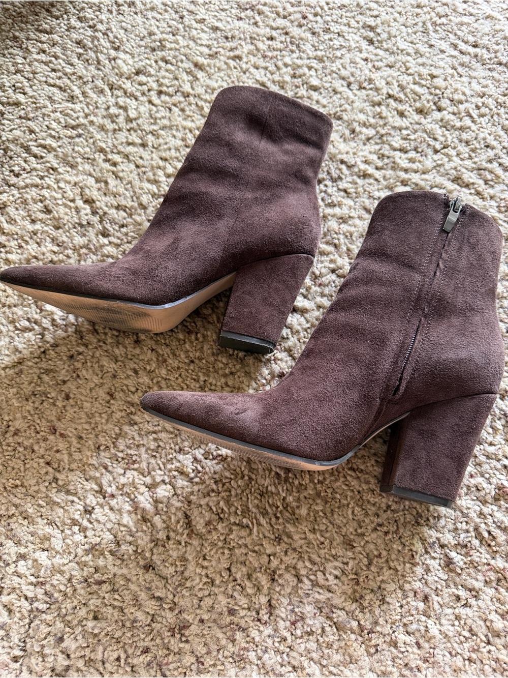 Nine West Dark Brown Suede Pointed-Toe Ankle Boots